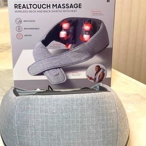 Sharper Image Realtouch Massage Wireless Neck & Back Shiatsu Heat & 3D Movement.